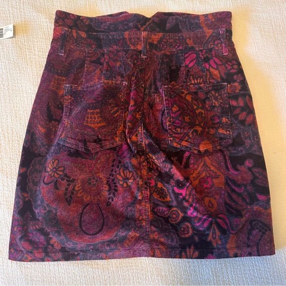 Anthropologie Pilcro Size 4 Corduroy Button Front Mini Skirt Floral Purple NWT - Picture 6 of 14